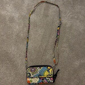 Vera Bradley Blue and Yellow Crossbody Bag with Floral Paisley Design